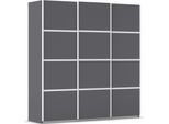 Kleiderschrank OTTO HOME "Mehrzweckschrank Aktenschrank Möbel Mietswohnung Schlafzimmer AVOLA", grau (graumetallic, leisten weiß), B:203cm H:210cm T:62cm, Holzwerkstoff, Schränke, Kleiderschrank, mit eleganten Zierleisten in Chrom, Schwarz oder Weiß MADE IN GERMANY