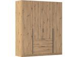 Drehtürenschrank OTTO HOME "Kleiderschrank Schrank Garderobe AGORDO mit Dekor- oder Hochglanzfront", braun (eiche artisan), Schränke, B/H/T: 181cm x 229cm x 54cm, Griffe Graumetallic, Holzwerkstoff, Drehtürenschrank, mit Außenschubkästen, Serie in 7 Breiten und 2 Höhen MADE IN GERMANY, B:181cm H:229cm T:54cm