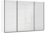Schwebetürenschrank OTTO HOME "Kleiderschrank Schrank Garderobe AGORDO mit Dekor- oder Hochglanzfront", weiß (alpinweiß, hochglanz weiß, griffleisten graumetallic), B:315cm H:229cm T:62cm, Holzwerkstoff, Schränke, Schwebetürenschrank, in 4 Breiten und 2 Höhen MADE IN GERMANY