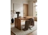Schreibtisch Massivholz Ablage Landhausstil BOHA, Dunkelbraun 80x140x76 cm