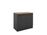 P & B Spülenunterschrank, Schwarz, Holzwerkstoff, einzeln stellbar, 100x90x60 cm, Küchen, Küchenmöbel, Küchenschränke, Küchenunterschränke