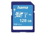 HAMA Speicherkarte "SD Karte, Memory Fast, Class 10 UHS-I", blau (dunkelblau), 128 GB, Speicherkarten