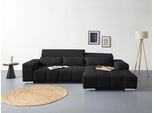 Ecksofa COTTA "Orion L-Form, B: 307 cm", schwarz, B:307cm H:73cm T:186cm, 100% Polyester, Sofas, Ecksofa, 2x Kopfteilverstellung & 3 Nierenkissen