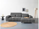 Ecksofa COTTA "Orion L-Form, B: 307 cm", grau (anthrazit), B:307cm H:73cm T:186cm, 100% Polyester, Sofas, Ecksofa, 2x Kopfteilverstellung & 3 Nierenkissen