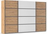 Kleiderschrank OTTO HOME "Mehrzweckschrank Aktenschrank Möbel Mietswohnung Schlafzimmer AVOLA", weiß (eiche artisan, alpinweiß, leisten graumetallic), B:315cm H:229cm T:62cm, Holzwerkstoff, Schränke, Kleiderschrank, mit eleganten Zierleisten in Chrom, Schwarz oder Weiß MADE IN GERMANY