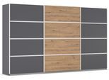 Kleiderschrank OTTO HOME "Mehrzweckschrank Aktenschrank Möbel Mietswohnung Schlafzimmer AVOLA", grau (graumetallic, eiche artisan, leisten weiß), B:360cm H:229cm T:62cm, Holzwerkstoff, Schränke, Kleiderschrank, mit eleganten Zierleisten in Chrom, Schwarz oder Weiß MADE IN GERMANY