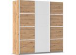 Kleiderschrank OTTO HOME "Mehrzweckschrank Aktenschrank Möbel Mietswohnung Schlafzimmer AVOLA", weiß (eiche artisan, alpinweiß, leisten weiß), B:203cm H:210cm T:62cm, Holzwerkstoff, Schränke, Kleiderschrank, mit eleganten Zierleisten in Chrom, Schwarz oder Weiß MADE IN GERMANY