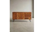 Sideboard – Massivholz, 145x75x40 cm, Landhausstil, 3 Schubladen, 2 Türen