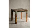 Esstisch Mango Massivholz Quadratisch Landhausstil WL5.077, Dunkelbraun 80x80x76 cm