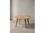 Couchtisch Akazien-Massivholz Rund 75x40cm, Vierbeinig Landhausstil