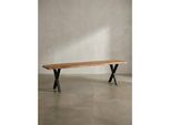 Esszimmerbank Massivholz Metall Baumkante X-Beine, Akazie 140x40x46 cm