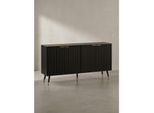Sideboard – Schwarz/Eiche-Dekor, 150x81x39 cm, mit Türen, Metallbeine