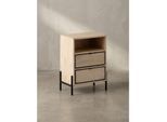 Nachttisch – Mango Massivholz/Metall, 43x60x30 cm, 2 Schubladen, braun