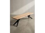 Esszimmerbank Massivholz Metall Loft-Stil, Akazie 160x45x45 cm