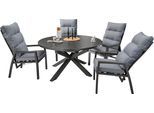 Garten-Essgruppe DESTINY "GARDA ARONA 4 HL + Ausziehtisch 120/170x120cm, anthrazit", grau (anthrazit), B:62cm T:67cm, Aluminium, Polyester, Sitzmöbel-Sets, Garten-Essgruppe, Aluminium