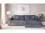Ecksofa OTTO HOME "Soft&Cosy XXL L-Form, B: 303 cm - OTTO. Verlässliche Qualität.", grau (dunkelgrau), B:303cm H:93cm T:187cm, 100% Polyester, Sofas, Ecksofa, Mega-Sofa, Cord oder Chenille-Struktur, mit Federkern & 4 Zierkissen