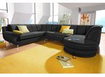 Wohnlandschaft TRENDMANUFAKTUR "Rondo, wahlweine mit Federkern, Breite 320cm, U-Form", schwarz, B:320cm H:85cm T:94cm, Softlux-Kunstleder;Primabelle-Microfaser;NaturLeder (handschuhweiches Rindsleder in Sitz und Rücken mit SOFTLUX-Kunstleder als Korpus-Bezug);Struktur (23% Polyacryl, 77% Polyester), Sofas, Wohnlandschaft, inkl.Federkern, ohne Bettfunktion