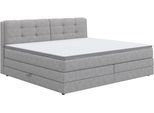 Boxspringbett COTTA "Fort II, in verschiedenen Breiten erhältlich - auch als Familienbett", grau (light grau), B:241cm L:215cm, 100% POLYESTER (PES), Komplettbetten, Boxspringbett, inkl. Bettkasten und Topper