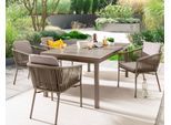 Garten-Essgruppe DESTINY "LUCCA IMOLA 4 Se + Ausziehtisch 165/215x100cm, taupe", grau (taupe), Polyester, Aluminium, Polyester, Sitzmöbel-Sets, Garten-Essgruppe, Aluminium, Rope, Polywood