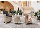 Balkonset DESTINY "MALAGA 2 Se + Kaffeetisch Ø 60x55cm, vintage weiß", weiß (vintage weiß), Polyester, Sitzmöbel-Sets, Balkonset, Aluminium, Polyrattan