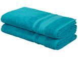 Saunatuch OTTO HOME "Vanessa, 2 Saunatücher, 80x200cm, in Standard- und Premium-Qualität", grün (petrol), B:80cm L:200cm, Walkfrottee, Obermaterial: 100% Baumwolle, Handtücher, Saunatuch, Handtücher mit Bordüre, 100% Baumwolle, einfarbig, weich