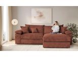 Ecksofa OTTO HOME "Soft&Cosy XXL L-Form, B: 303 cm - OTTO. Verlässliche Qualität.", braun (terracota), B:303cm H:93cm T:187cm, 100% Polyester, Sofas, Ecksofa, Mega-Sofa, Cord oder Chenille-Struktur, mit Federkern & 4 Zierkissen