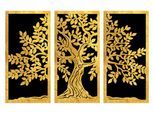 Wandbild OTTO HOME "Goldbild Lebensbaum 3er Set, 100x70cm inkl. rückseitiger Aufhängung", gold (farbe bild(er): schwarz), B:100cm H:70cm T:0,4cm, Acrylglas, Bilder, Wandbild, Lebensbaum-Wandbilder mit handveredelten Blattgold-Applikationen