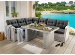 Gartenlounge-Set DESTINY "RIVIERA Eckgruppe, Tisch 140x80cm vintage weiß", weiß (vintage weiß), B:300cm T:256cm, Obermaterial: 100% Polyester. Füllung: 100% Polyurethan, Sitzmöbel-Sets, Gartenlounge-Set, Aluminium, Polyrattan