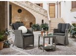 Balkonset DESTINY "LUNA MERANO 2 Se + Beistelltisch 46x46cm, vintage grau", grau (vintage grau), Polyester, Aluminium, Polyester, Polyrattan, Sitzmöbel-Sets, Balkonset, Aluminium, Polyrattan
