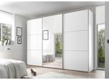 Schwebetürenschrank STAUD "Includo, Made in Germany", weiß (dekor weiß), B:280cm H:222cm T:68cm, Holzwerkstoff, Schränke, Schwebetürenschrank, Mit Spiegeltüre und vier verschiedenen Ausstattungsvarianten