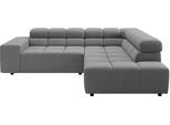Ecksofa HOME AFFAIRE "Ancona, Ecksofa, incl. Kopfteilverstellung, Breite 249 cm, L-Form", grau (platin), B:249cm H:70cm T:215cm, 100% Polyester, Sofas, Ecksofa, wahlweise elektrische Sitztiefenverstellung