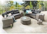 Gartenlounge-Set DESTINY "RIO Loungsset halbrund, Tisch Ø 90cm, vintage grau", grau (vintage grau), B:360cm T:190cm, Obermaterial: 100% Polyester. Füllung: 50% Polyester, 50% Polyurethan, Sitzmöbel-Sets, Gartenlounge-Set, Aluminium, Polyrattan