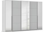 Schwebetürenschrank OTTO HOME "Dreh-/Schwebetürenschrank Kleiderschrank Familie, Agordo", grau (seidengrau), B:301cm H:210cm T:62cm, Holzwerkstoff, Schränke, Schwebetürenschrank