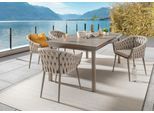 Garten-Essgruppe DESTINY "MOLINO IMOLA 4 Se + Ausziehtisch 165/ 215x100cm, taupe", grau (taupe), Polyester, Aluminium, Sitzmöbel-Sets, Garten-Essgruppe, Aluminium, Rope, Polywood