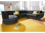 Wohnlandschaft TRENDMANUFAKTUR "Rondo, wahlweine mit Federkern, Breite 320cm, U-Form", schwarz, B:320cm H:85cm T:94cm, Softlux-Kunstleder;Primabelle-Microfaser;NaturLeder (handschuhweiches Rindsleder in Sitz und Rücken mit SOFTLUX-Kunstleder als Korpus-Bezug);Struktur (23% Polyacryl, 77% Polyester), Sofas, Wohnlandschaft, inkl.Federkern und mit Bettfunktion