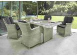 Garten-Essgruppe DESTINY "LUNA 4 Se + Tisch 200x100x75cm, vintage weiß", weiß (vintage weiß), Aluminium, Geflecht Rattan, Polyrattan, Sitzmöbel-Sets, Garten-Essgruppe, Aluminium, Polyrattan