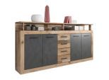 Mid.you , Anthrazit, Eichefarben , 2 Fächer , 4 Schublade(n) Schubladen , 190x95x32 cm , stehend , Kleinmöbel, Kommoden, Sideboards