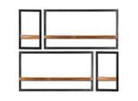 Mid.you , Naturfarben, Schwarz , Holz, Metall , Mangoholz,Mangoholz , massiv,massiv , 4 Fächer , 95x75x25 cm , Kleinmöbel, Regale, Wandregale & Hängeregale, Wandregal-Sets