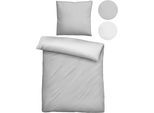 Wendebettwäsche BIBERNA "Helena", grau (sturmgrau), B/L: 135cm x 200cm, 1 Stk., 1 Stk., Mako-Satin, B/L: 80cm x 80cm, 2 Stk., Mako-Satin, Obermaterial: 100% Baumwolle, Bettwäsche, Wendebettwäsche, feiner Glanz + weicher Griff, pflegeleicht, ganzjährig einsetzbar, RV