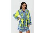 V-hals Paisley A-lijn Mini Jurk met Knopen