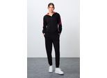 Übergröße Kapuzenzip-Sweatshirt und Hosen-Set