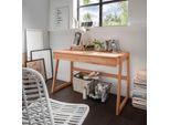Laptoptisch HOME AFFAIRE "Dura - Holzschreibtisch aus Massivholz mit Soft-Close Schublade", braun (buche), B:126cm H:77cm T:55cm, Tische, Hochwertig & langlebig. Schreibtischaufsatz separat bestellbar