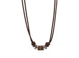 Kette mit Anhänger FOSSIL "Schmuck Geschenk Edelstahl Leder", braun (edelstahlfarben, braun), Halsketten, Herren, Edelstahl Leder, L: 50, Edelstahl, Leder
