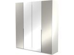 Kleiderschrank MUSTERRING "San Diego, Kleiderschrank, Schrank, Garderobe, mit Glastüren", weiß, B:200cm H:216cm T:58cm, Glas, Holzwerkstoff, Schränke, Kleiderschrank, 4-türig (gedämpft), 4 Böden, 2 Kleiderstangen, Chromgriffe