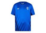 Castore Rangers FC trainings-T-shirt met geribde kraag voor kinderen (Blauw)