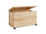 Zeller Present Truhe, Natur, Holz, Kiefer, mehrschichtige Massivholzplatte (Tischlerplatte), 73x45x39.5 cm, rollbar, Deckel aufklappbar, Ordnen & Aufbewahren, Truhen