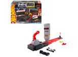 Autorennbahn HOT WHEELS "Racing Formel-1-Startaufstellung-Trackset", rot (bunt), Autorennbahnen, KinderT:100cm, Kunststoff, Metall, Autorennbahn, mit 2 Die-Cast-F1-Autos im Maßstab 1:64, T:100cm