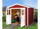 Gartenhaus WEKA "224 Gr.3", rot (schwedenrot, naturbelassen), Fußboden im Gartenhaus, ohne Dacheindeckung, Massivholz, Gartenhäuser, Gartenhaus