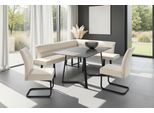 Eckbankgruppe OTTO HOME "Tisch, Bank und 2 Stühle, Taschenfederkern", tisch schwarz, bank beige, stühle beige, Microfaser, langer Schenkel links, BxT Eckbank: 178x219cm, Polyester, Sitzmöbel-Sets, Eckbankgruppe, Tisch (140x90cm) schwarz, Bank und Stühle anthrazit oder beige