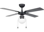 EGLO LED Deckenleuchte "FORTALEZA Ventilator & Licht - Stahl - E27 - 1X60W - IP20", schwarz (schwarz, matt), 1, Ø 106,6cm H: 42cm, 1 Stk., Leuchten, Ventilator mit Beleuchtung, Wohnzimmer, Schalfzimmern, H42 x Ø106,6 cm, LED Deckenleuchte